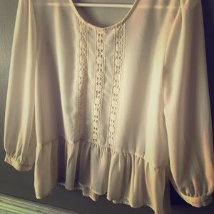 Monteau Cream Peplum Blouse